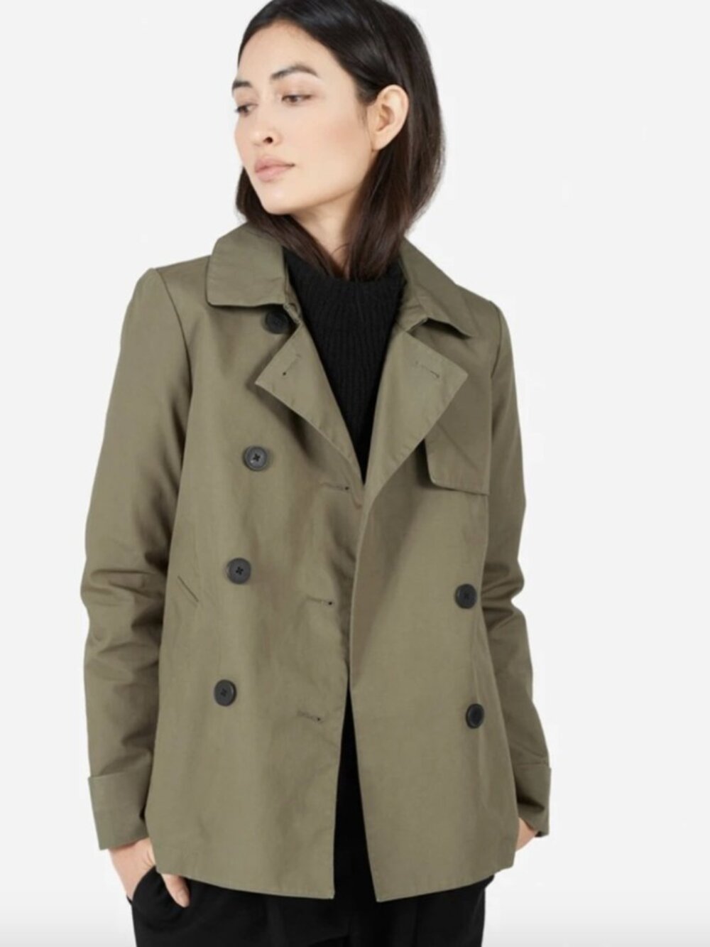 Everlane Swing Trench Coat in Sage